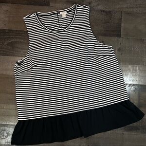 J Crew Black Striped Tank Top size Large